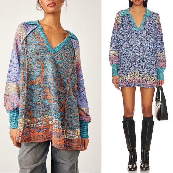 NWT NEW Free People Seasons of Sun Mini Knit Sweater Dress - Picture 1 of 9